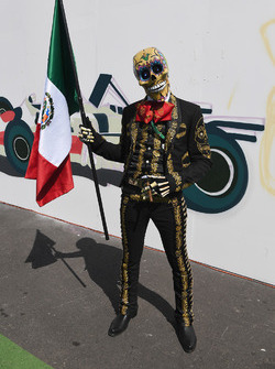Day of the Dead character with Mexican flag