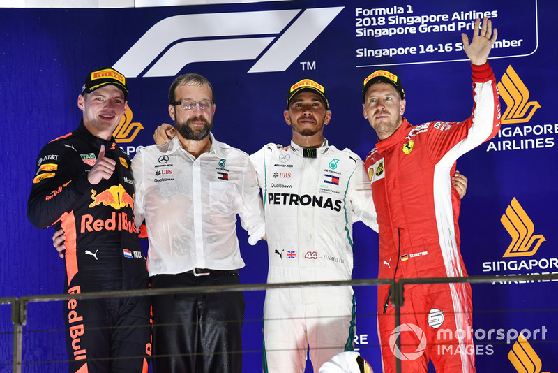 Podium: 1. Lewis Hamilton, Mercedes AMG F1, 2. Max Verstappen, Red Bull Racing, 3. Sebastian Vettel, Ferrari