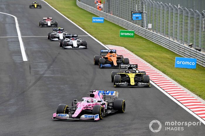 Sergio Perez, Racing Point RP20, Daniel Ricciardo, Renault F1 Team R.S.20, Carlos Sainz Jr., McLaren MCL35, Daniil Kvyat, AlphaTauri AT01, Pierre Gasly, AlphaTauri AT01
