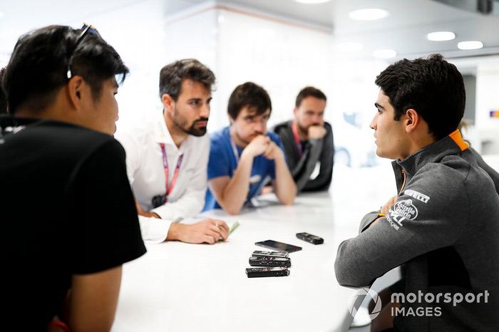 Sergio Sette Camara, McLaren speaks to the media