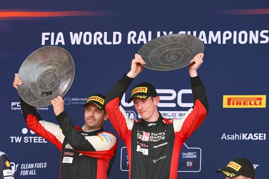 Podio: Ganadores Elfyn Evans, Scott Martin, Toyota Gazoo Racing WRT Toyota GR Yaris Rally1