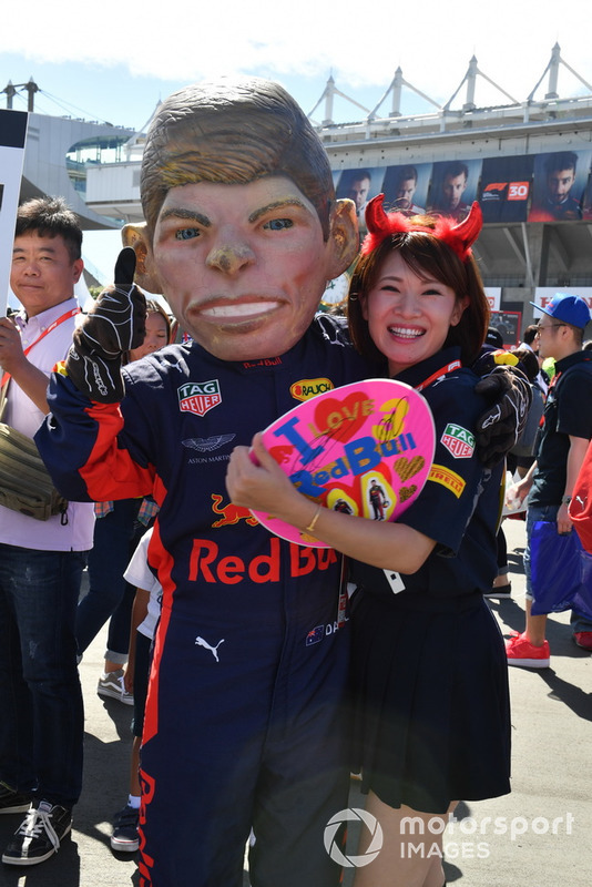 Max Verstappen, Red Bull Racing caricature and fans