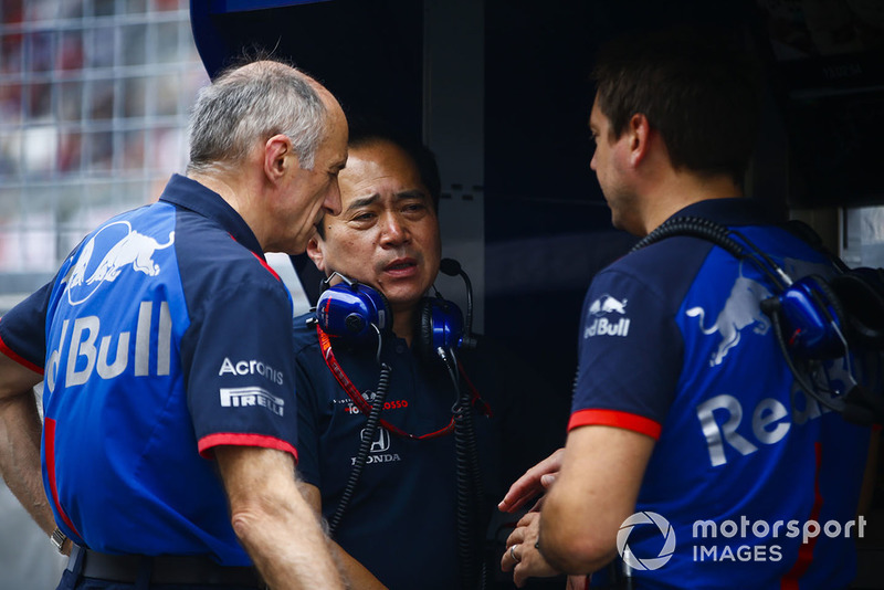 Franz Tost, Team Principal, Scuderia Toro Rosso, Toyoharu Tanabe, F1 Technical Director, Honda