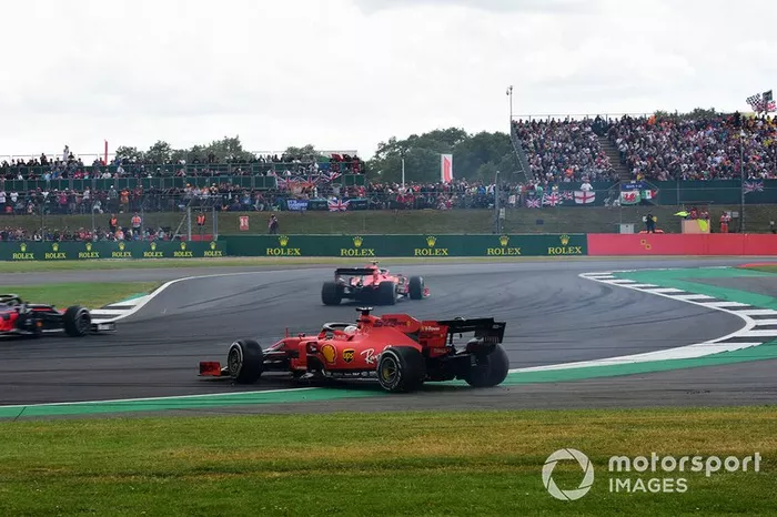 Sebastian Vettel, Ferrari SF90 after running into the back of Max Verstappen, Red Bull Racing RB15 