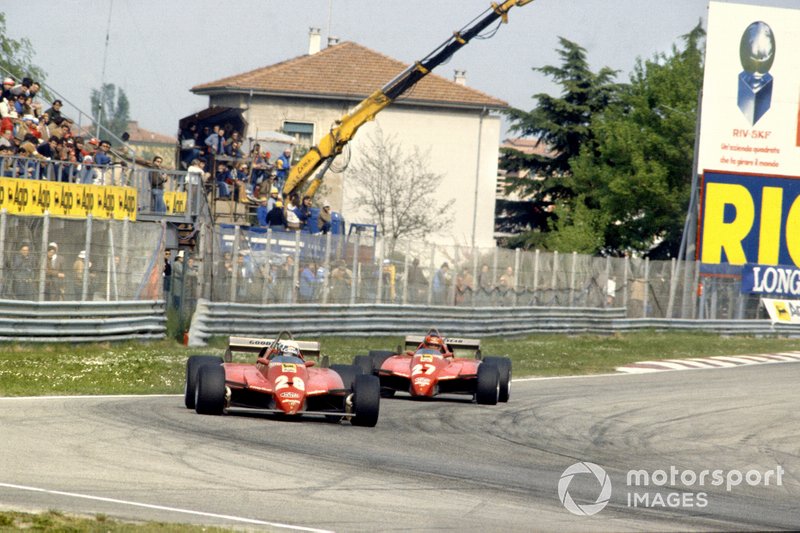 Not the way it should have been, but the way it was. Pironi leads Villeneuve, Imola ’82. 