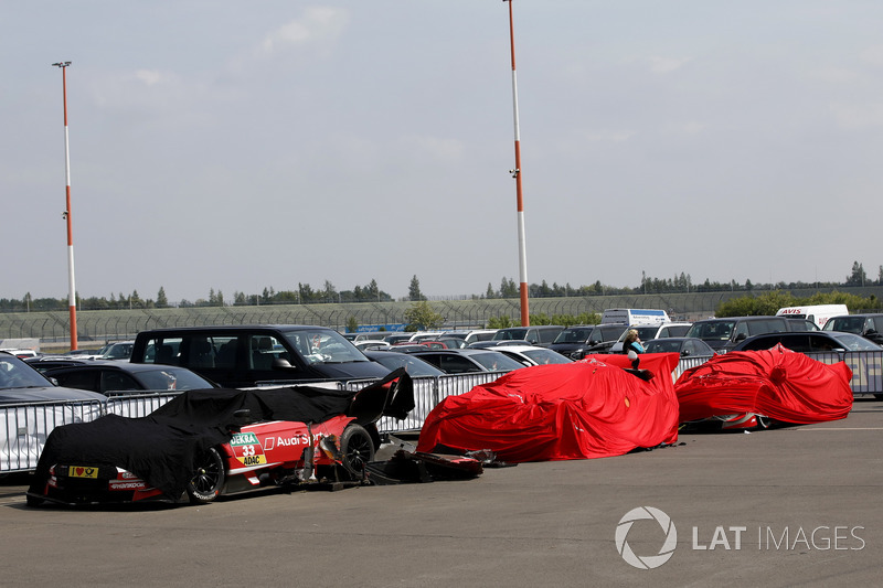 Los coches de René Rast, Audi Sport Team Rosberg, Audi RS 5 DTM, Jamie Green, Audi Sport Team Rosberg, Audi RS 5 DTM, Nico Müller, Audi Sport Team Abt Sportsline, Audi RS 5 DTM en parc ferme