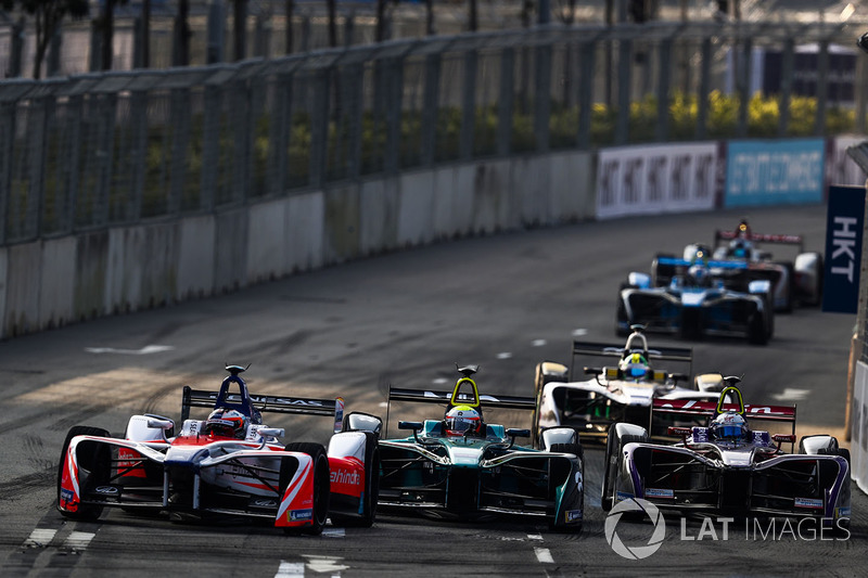 Felix Rosenqvist, Mahindra Racing, leads Oliver Turvey, NIO Formula E Team, Sam Bird, DS Virgin Raci