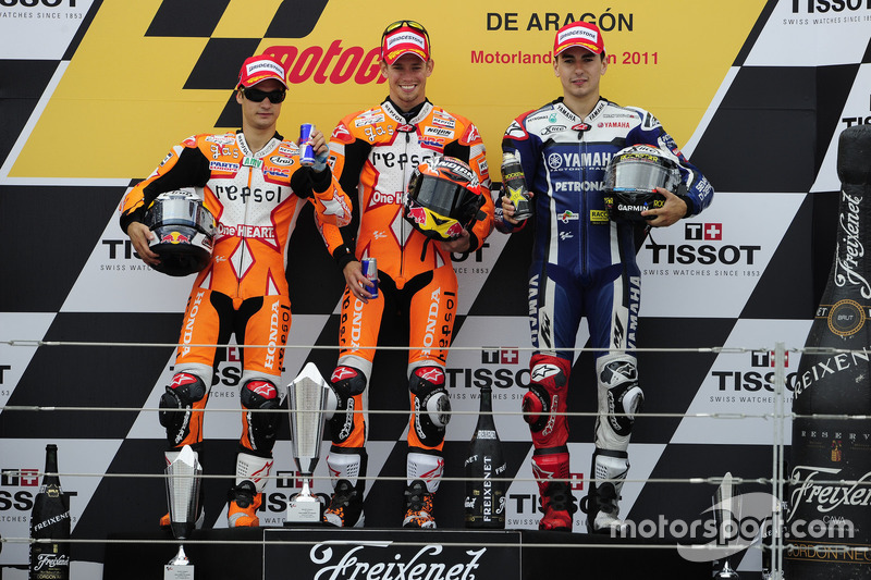 Podyum: 1. Casey Stoner, Respsol Honda; 2.  Dani Perdrosa, Repsol Honda; 3.  Jorge Lozenzo , Yamaha