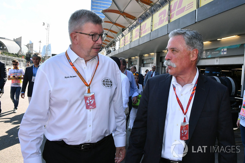 Ross Brawn, Formula One Managing Director of Motorsports and Chase Carey, Chief Executive Officer an