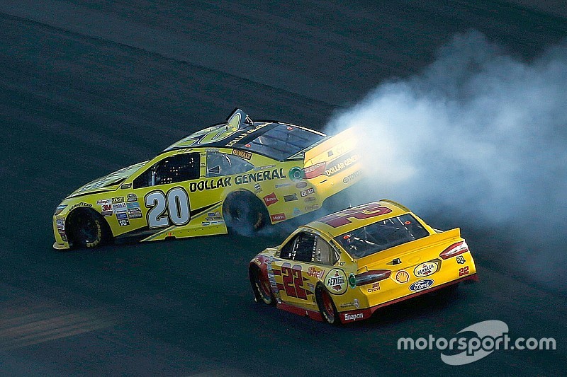 Logano spins Kenseth and wins at Kansas