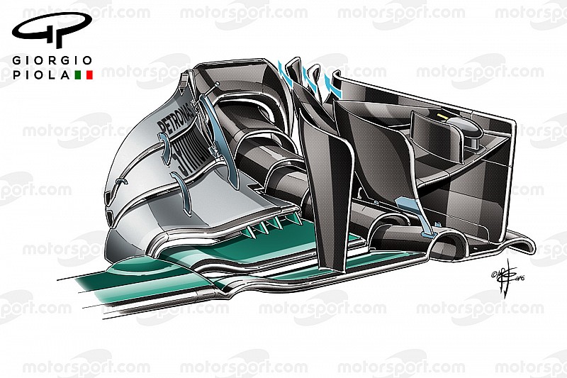 Mercedes W07 endplate, Barcelona, captioned