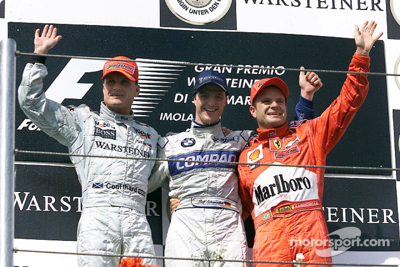 El podio: David Coulthard, Ralf Schumacher y Rubens Barrichello