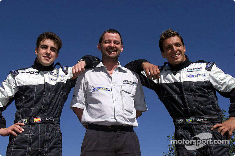 Fernando Alonso, new boss Paul Stoddart and Tarso Marques