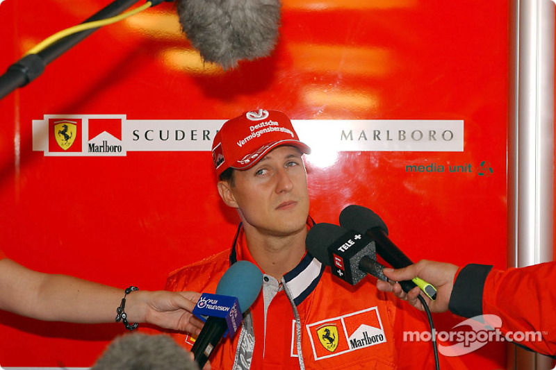 Michael Schumacher meeting the press on Thursday