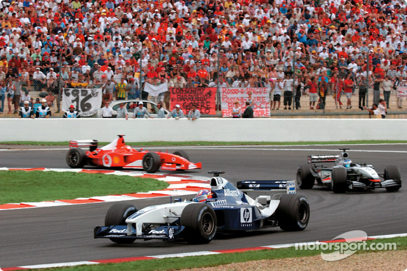 Juan Pablo Montoya, Kimi Raikkonen y Michael Schumacher