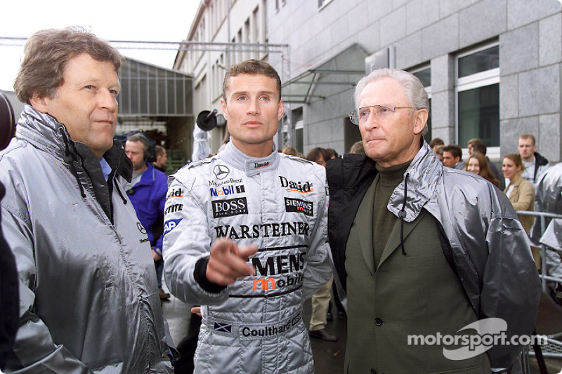 Norbert Haug, Vice President Mercedes-Benz Motorsport; David Coulthard, West McLaren Mercedes; Prof.