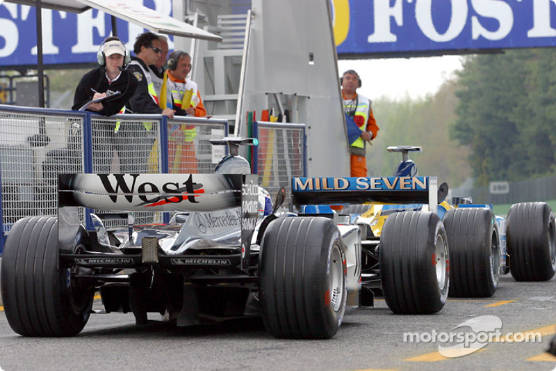 Fernando Alonso y David Coulthard en el GP de Europa 2003