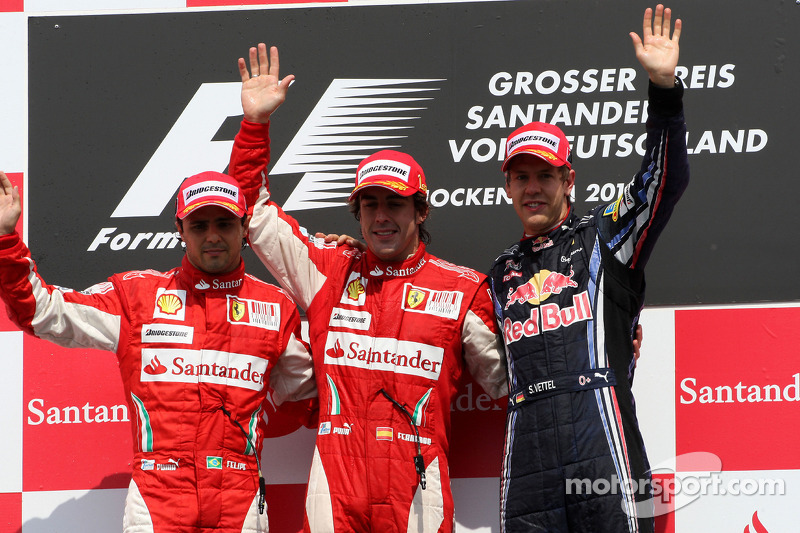 Podium: 1. Fernando Alonso, 2. Felipe Massa, 3. Sebastian Vettel