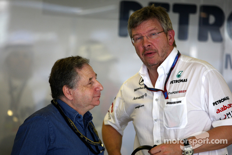 Jean Todt, Presidente de la FIA y el jefe de equipo Ross Brawn, Mercedes GP