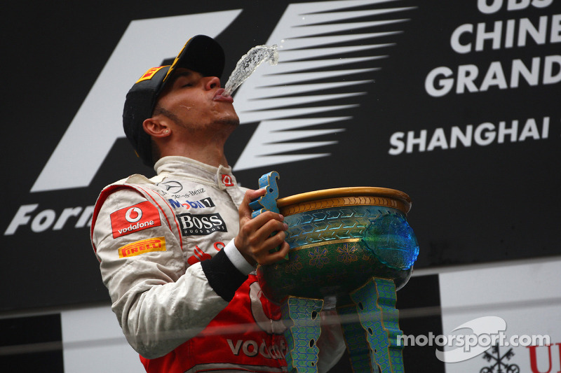 Podium: race winner Lewis Hamilton, McLaren Mercedes