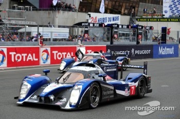 #7 Peugeot Sport Total Peugeot 908: Alexander Wurz, Marc Gene, Anthony Davidson, #9 Team Peugeot Total Peugeot 908: Sébastien Bourdais, Simon Pagenaud, Pedro Lamy