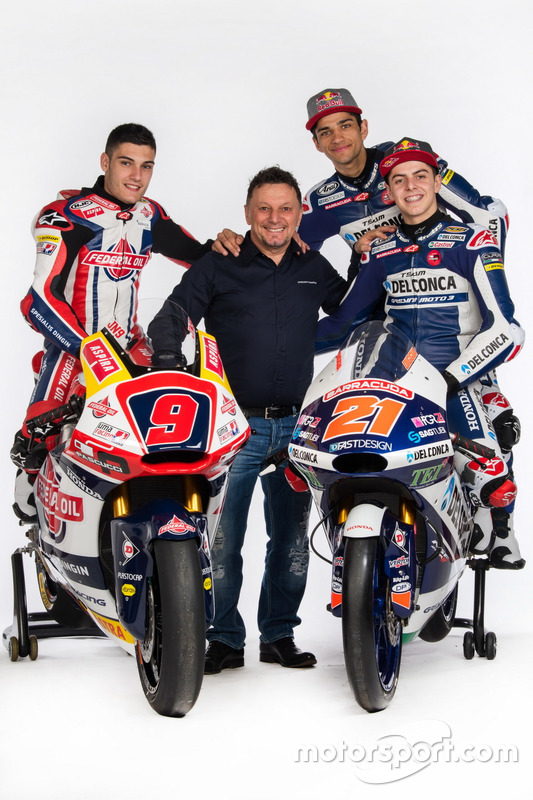 Jorge Martín, Gresini Racing Team y Fabio Di Giannantonio, Gresini Racing Team con Fausto Gresini, Team Manager y Jorge Navarro, Federal Oil Gresini Moto2
