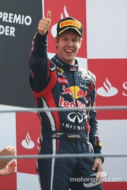 Podium: race winner Sebastian Vettel, Red Bull Racing