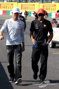 Nico Rosberg, Mercedes GP and Lewis Hamilton, McLaren Mercedes