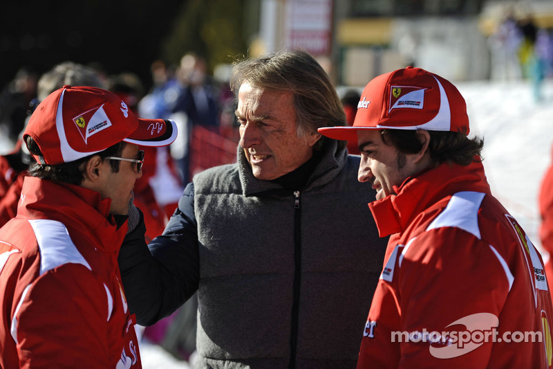 Fernando Alonso, Luca di Montezemolo and Felipe Massa