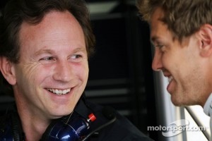 Christian Horner, Red Bull Racing Team Principal with Sebastian Vettel, Red Bull Racing