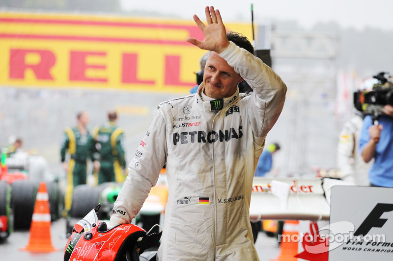 Michael Schumacher, Mercedes AMG F1, verabschiedet sich im Parc Fermé