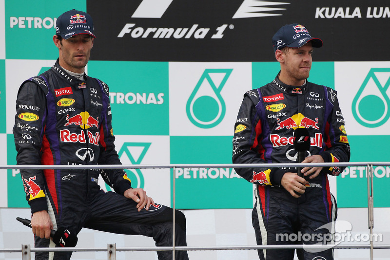 Podium: race winner Sebastian Vettel, Red Bull Racing, second place Mark Webber, Red Bull Racing