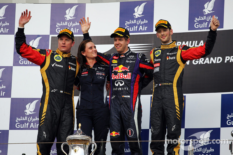 2013. Подіум: 1. Себастьян Феттель, Red Bull-Renault. 2. Кімі Райкконен, Lotus-Renault. 3. Ромен Грожан, Lotus-Renault