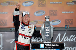 Race winner A.J. Allmendinger celebrates