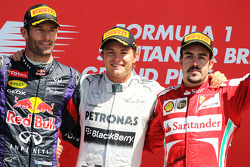 Mark Webber Red Bull Racing ; Nico Rosberg Mercedes AMG F1 ; Fernando Alonso Ferrari