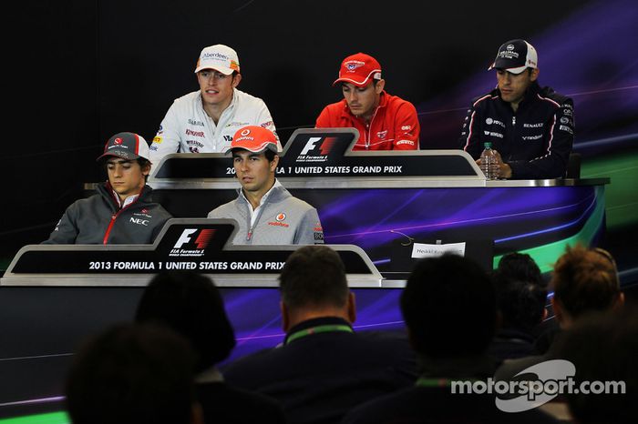 Conferencia de prensa de la FIA: Paul di Resta, del Sahara Force India F1; Jules Bianchi, del Maruss