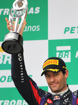 Mark Webber, Red Bull Racing comemora sua segunda posição e final GP no pódio