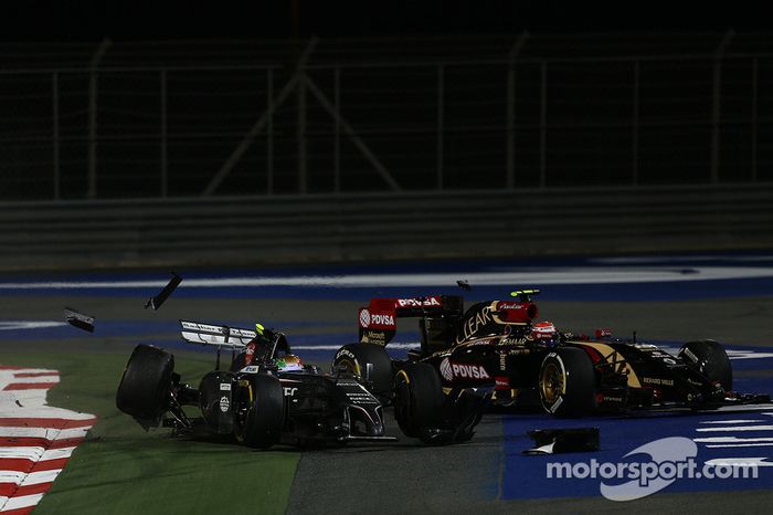 Esteban Gutiérrez, Sauber y Pastor Maldonado, Lotus F1 Team choque