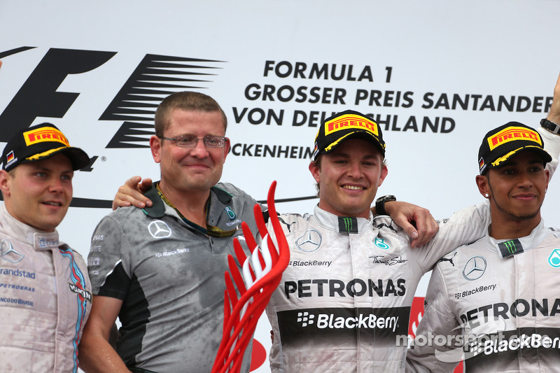 2014: 1. Nico Rosberg, 2. Valtteri Bottas, 3. Lewis Hamilton