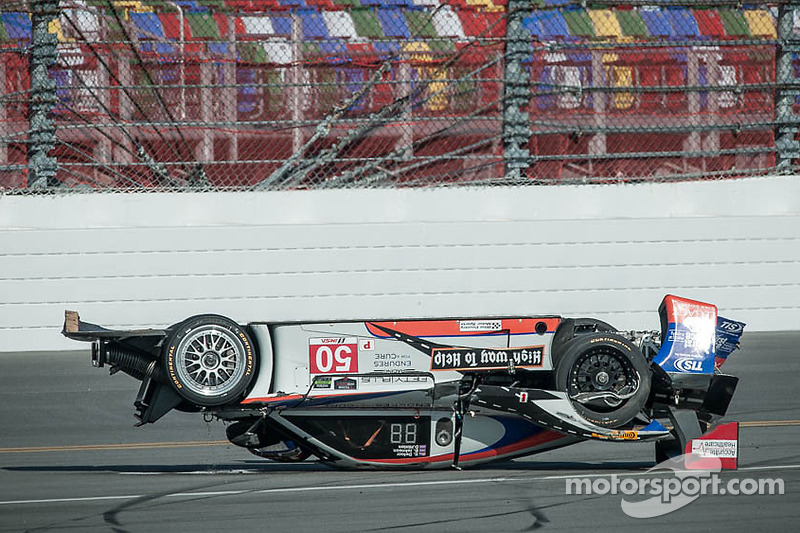 #50 Fifty Plus Racing Endures for a Cure/Highway to Help Race Team Riley BMW: Byron DeFoor crashes heavily