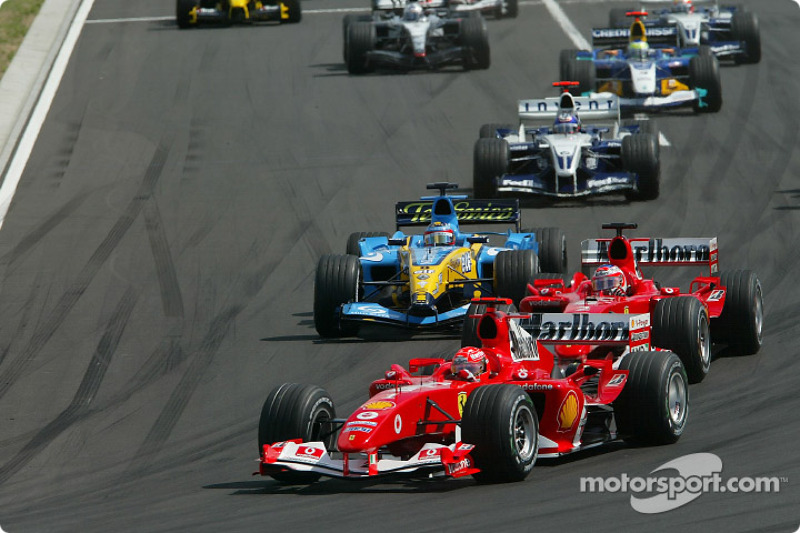 Start: Michael Schumacher, Rubens Barrichello, Fernando Alonso