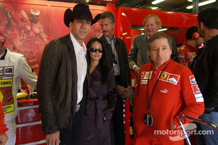 Jean Todt con el actor Nicolas Cage y su esposa Alice