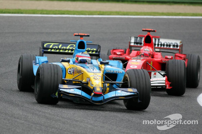 Fernando Alonso and Michael Schumacher battle