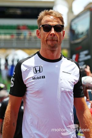 Jenson Button, de McLaren, en el desfile de pilotos