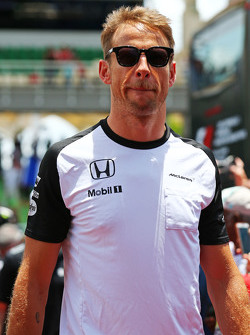 Jenson Button, de McLaren, en el desfile de pilotos
