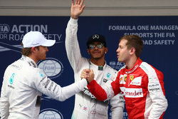 Nico Rosberg, Mercedes F1, Lewis Hamilton, Mercedes F1 y Sebastian Vettel, Ferrari