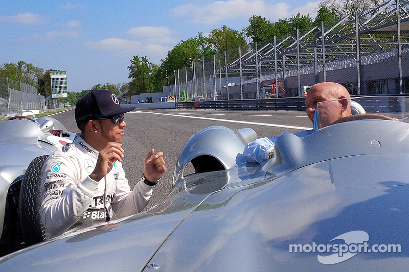 Lewis Hamilton, Mercedes F1 y Sir Stirling Moss en Monza