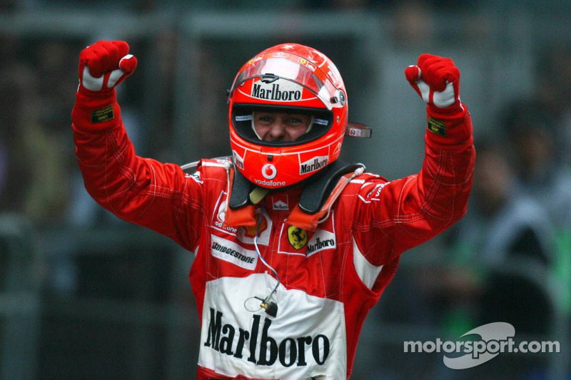 Ganador de la carrera que Michael Schumacher celebra