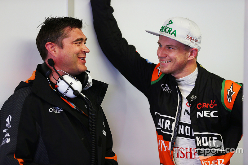 Bradley Joyce, Renningenieur Sahara Force India F1, mit Nico Hülkenberg, Sahara Force India F1