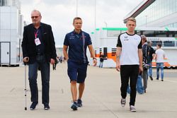 Didier Coton, Driver Manager with Antti Vierula, Personal Trainer and Kevin Magnussen, McLaren Test and Reserve Driver.